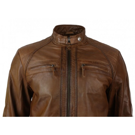 New Men's Distressed Brown Motorcycle Real Sheepskin Leather Jacket New Men's Distressed Brown Motorcycle Real Sheepskin Leather Jacket