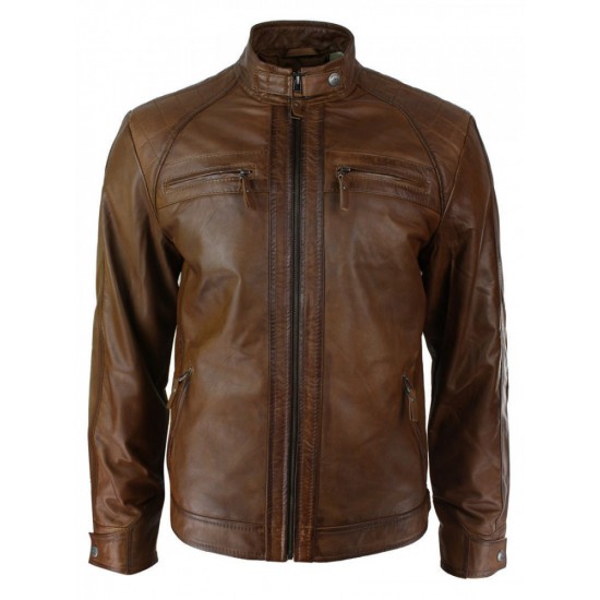 New Men's Distressed Brown Motorcycle Real Sheepskin Leather Jacket New Men's Distressed Brown Motorcycle Real Sheepskin Leather Jacket
