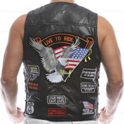 New Men's Harley Davidson Live To Ride Motorcycle Vest USA Biker Diamond Plate New Vest