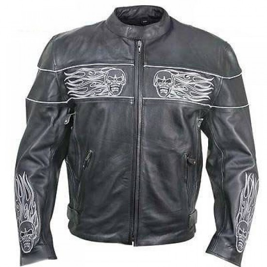 New Men's Harley Davidson Skull Cowhide Real Leather Motorcycle Jacket New Men's Harley Davidson Skull Cowhide Real Leather Motorcycle Jacket