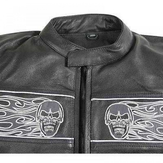 New Men's Harley Davidson Skull Cowhide Real Leather Motorcycle Jacket New Men's Harley Davidson Skull Cowhide Real Leather Motorcycle Jacket