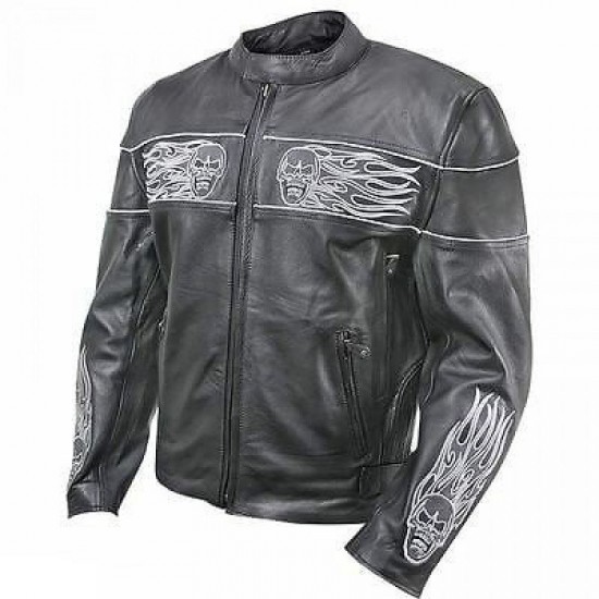 New Men's Harley Davidson Skull Cowhide Real Leather Motorcycle Jacket New Men's Harley Davidson Skull Cowhide Real Leather Motorcycle Jacket