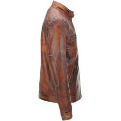 New Men's Motorcycle Vintage Brown Distressed Classic Diamond Jacket