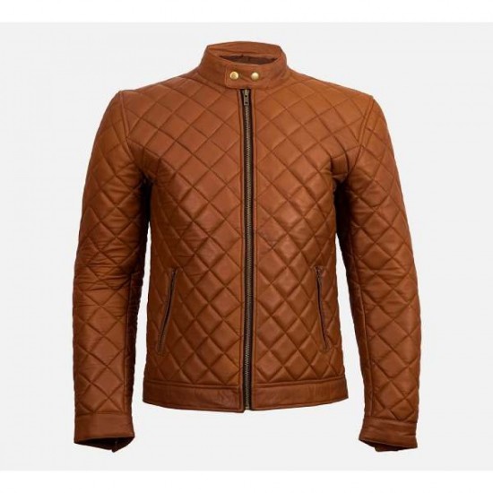 New Men's Trivor Tan Cafe Racer Jacket
