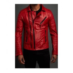 New Men's Vintage Cafe Racer Slimfit Style Brando Red Rider Motorcycle Jacket