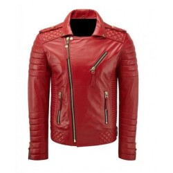 New Men's Vintage Cafe Racer Slimfit Style Brando Red Rider Motorcycle Jacket