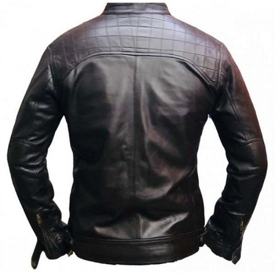New Mens Quilted Cafe Racer Biker Leather Jacket New Mens Quilted Cafe Racer Biker Leather Jacket