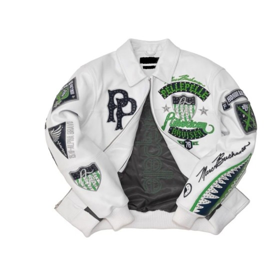 Pelle Pelle Mens American Bruiser White Leather Jacket