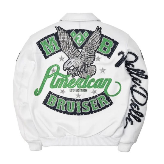 Pelle Pelle Mens American Bruiser White Leather Jacket