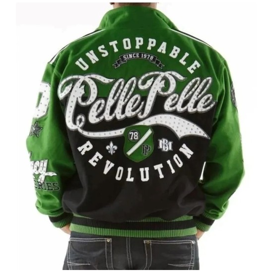 Pelle Pelle Unstoppable Revolution Green Varsity Jacket