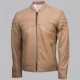 Stripes Beige Fashion Leather Jacket for Men Stripes Beige Fashion Leather Jacket for Men