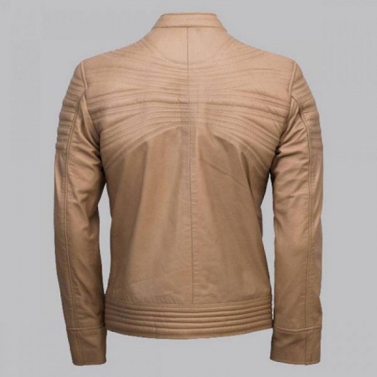 Stripes Beige Fashion Leather Jacket for Men Stripes Beige Fashion Leather Jacket for Men