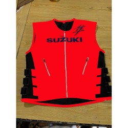 Suzuki Hayabusa New Mens Leather Swat Motorcycle Red Vest